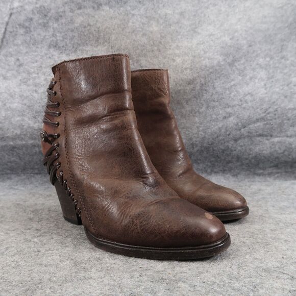 Dolce Vita Shoes Womens 5 Bootie Boho Western Leather Fashion Block Heel Brown - Picture 1 of 15